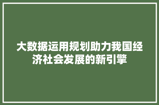 大数据运用规划助力我国经济社会发展的新引擎  第1张
