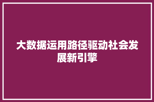 大数据运用路径驱动社会发展新引擎  第1张