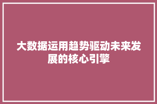 大数据运用趋势驱动未来发展的核心引擎