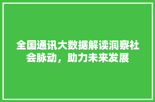 全国通讯大数据解读洞察社会脉动，助力未来发展  第1张