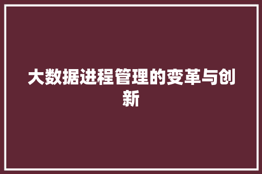 大数据进程管理的变革与创新  第1张