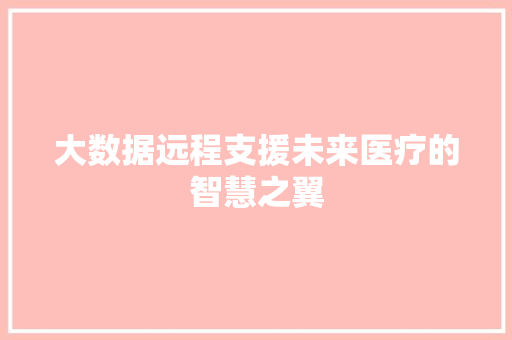 大数据远程支援未来医疗的智慧之翼