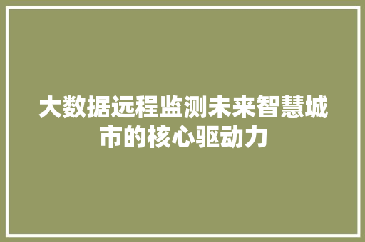 大数据远程监测未来智慧城市的核心驱动力  第1张