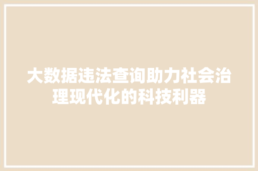 大数据违法查询助力社会治理现代化的科技利器