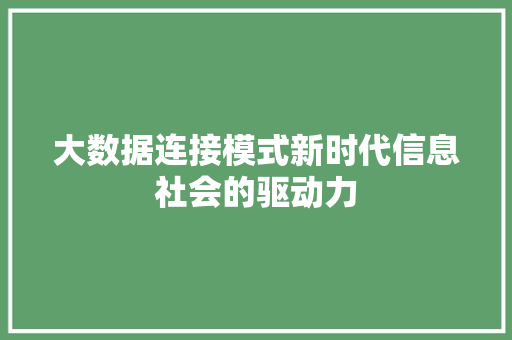 大数据连接模式新时代信息社会的驱动力
