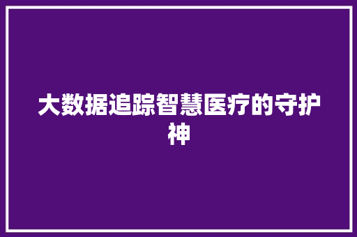 大数据追踪智慧医疗的守护神