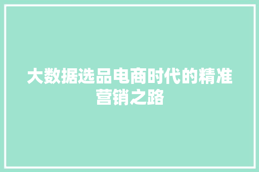 大数据选品电商时代的精准营销之路  第1张