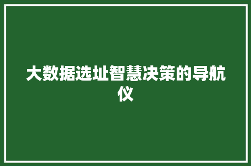 大数据选址智慧决策的导航仪  第1张
