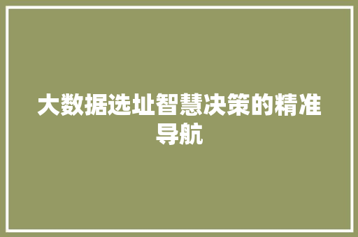 大数据选址智慧决策的精准导航  第1张