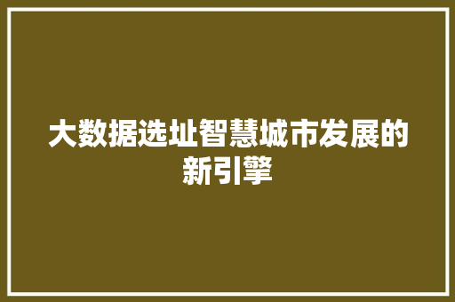 大数据选址智慧城市发展的新引擎  第1张