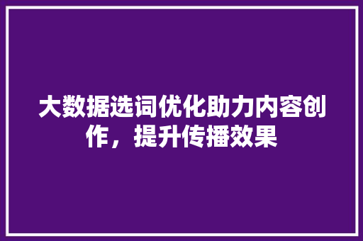 大数据选词优化助力内容创作，提升传播效果