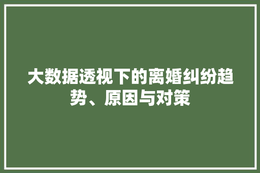 大数据透视下的离婚纠纷趋势、原因与对策  第1张