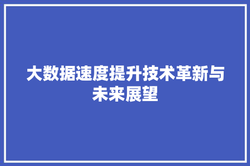 大数据速度提升技术革新与未来展望
