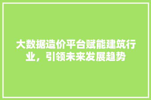 大数据造价平台赋能建筑行业，引领未来发展趋势  第1张
