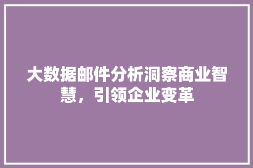 大数据邮件分析洞察商业智慧，引领企业变革
