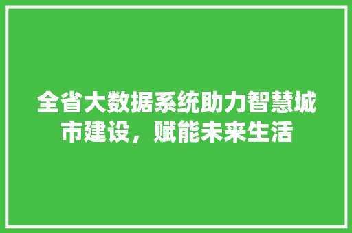 全省大数据系统助力智慧城市建设，赋能未来生活  第1张