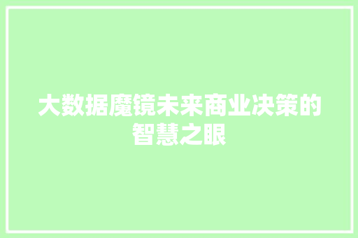 大数据魔镜未来商业决策的智慧之眼  第1张