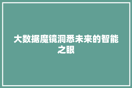 大数据魔镜洞悉未来的智能之眼  第1张