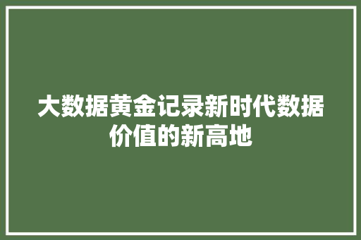大数据黄金记录新时代数据价值的新高地
