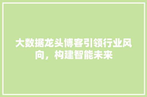 大数据龙头博客引领行业风向，构建智能未来  第1张