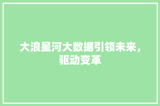 大浪星河大数据引领未来，驱动变革