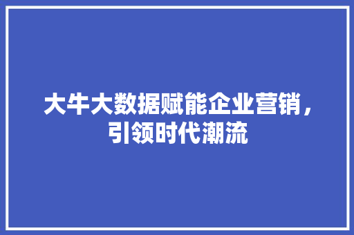 大牛大数据赋能企业营销，引领时代潮流  第1张