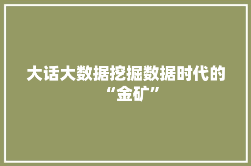 大话大数据挖掘数据时代的“金矿”