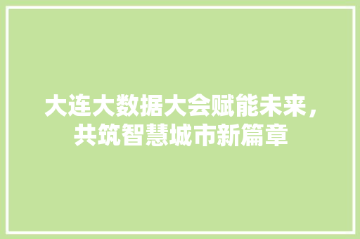 大连大数据大会赋能未来，共筑智慧城市新篇章  第1张