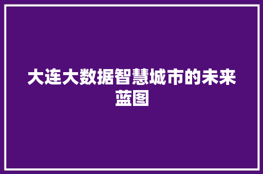 大连大数据智慧城市的未来蓝图