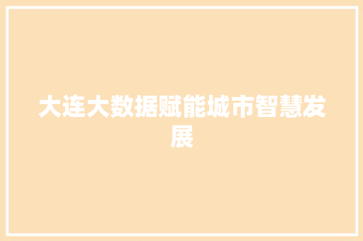 大连大数据赋能城市智慧发展