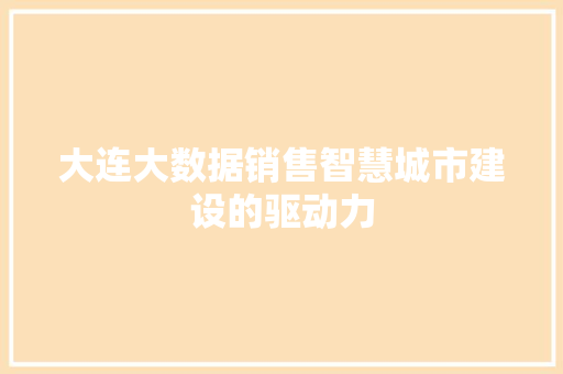 大连大数据销售智慧城市建设的驱动力