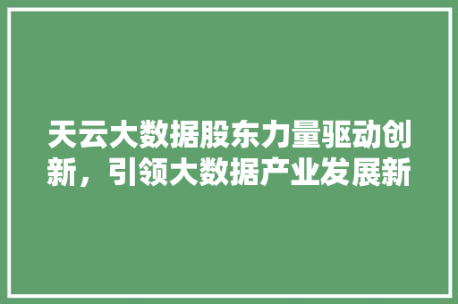 天云大数据股东力量驱动创新，引领大数据产业发展新风向  第1张