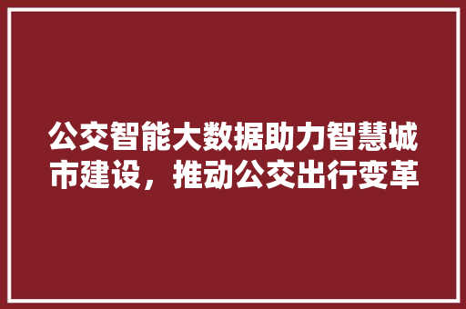 公交智能大数据助力智慧城市建设，推动公交出行变革  第1张