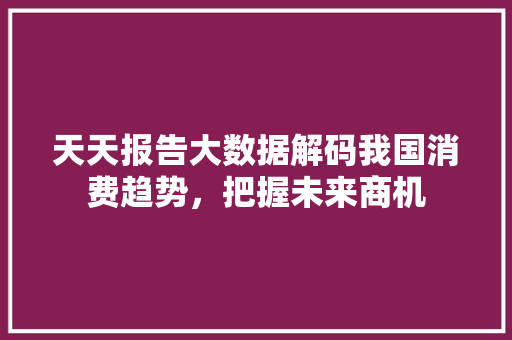 天天报告大数据解码我国消费趋势，把握未来商机  第1张