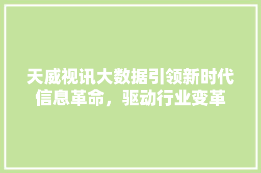 天威视讯大数据引领新时代信息革命，驱动行业变革  第1张