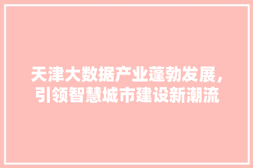 天津大数据产业蓬勃发展，引领智慧城市建设新潮流  第1张