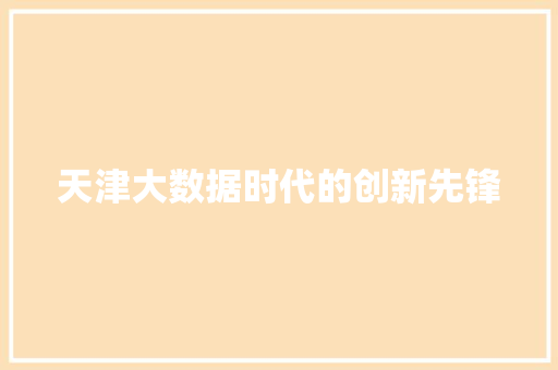 天津大数据时代的创新先锋  第1张