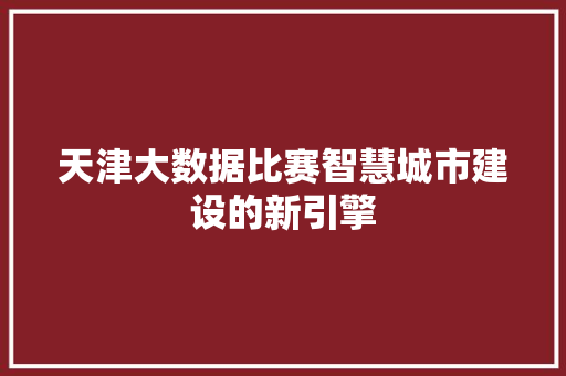 天津大数据比赛智慧城市建设的新引擎