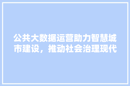 公共大数据运营助力智慧城市建设，推动社会治理现代化