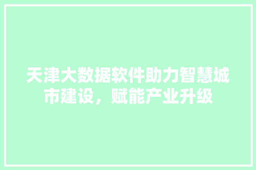 天津大数据软件助力智慧城市建设，赋能产业升级  第1张