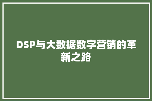 DSP与大数据数字营销的革新之路