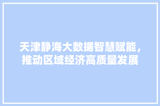 天津静海大数据智慧赋能，推动区域经济高质量发展  第1张