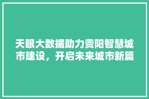 天眼大数据助力贵阳智慧城市建设，开启未来城市新篇章  第1张