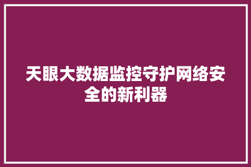 天眼大数据监控守护网络安全的新利器  第1张