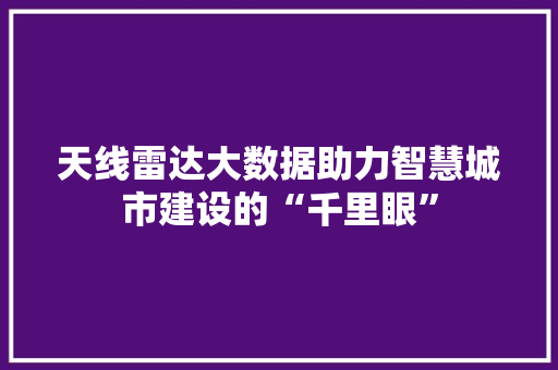天线雷达大数据助力智慧城市建设的“千里眼”  第1张