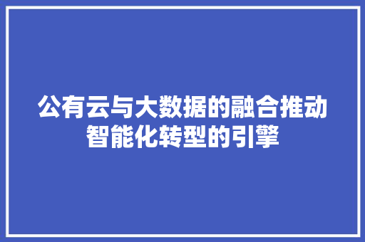 公有云与大数据的融合推动智能化转型的引擎