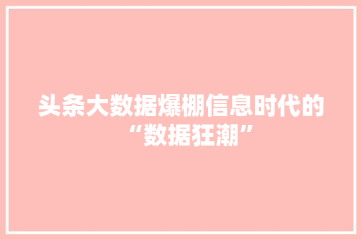 头条大数据爆棚信息时代的“数据狂潮”