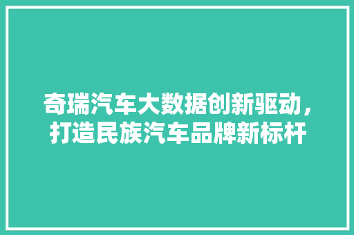 奇瑞汽车大数据创新驱动，打造民族汽车品牌新标杆  第1张