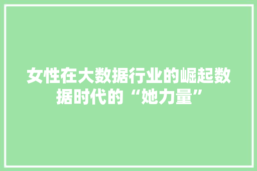 女性在大数据行业的崛起数据时代的“她力量”  第1张
