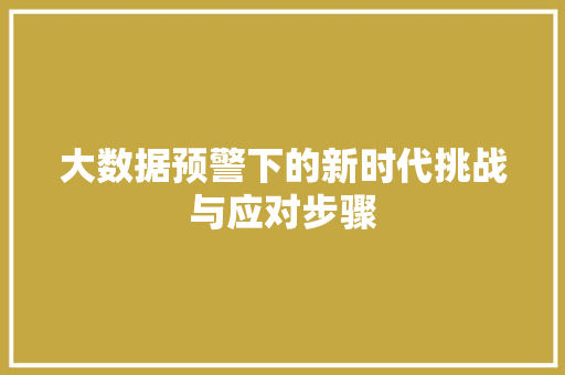 大数据预警下的新时代挑战与应对步骤